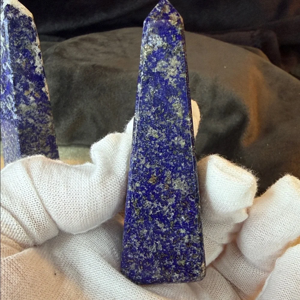 Bundle of 2 Earth Mined Polished Lapis Lazuli Points 3”-3.75” - Picture 9 of 11